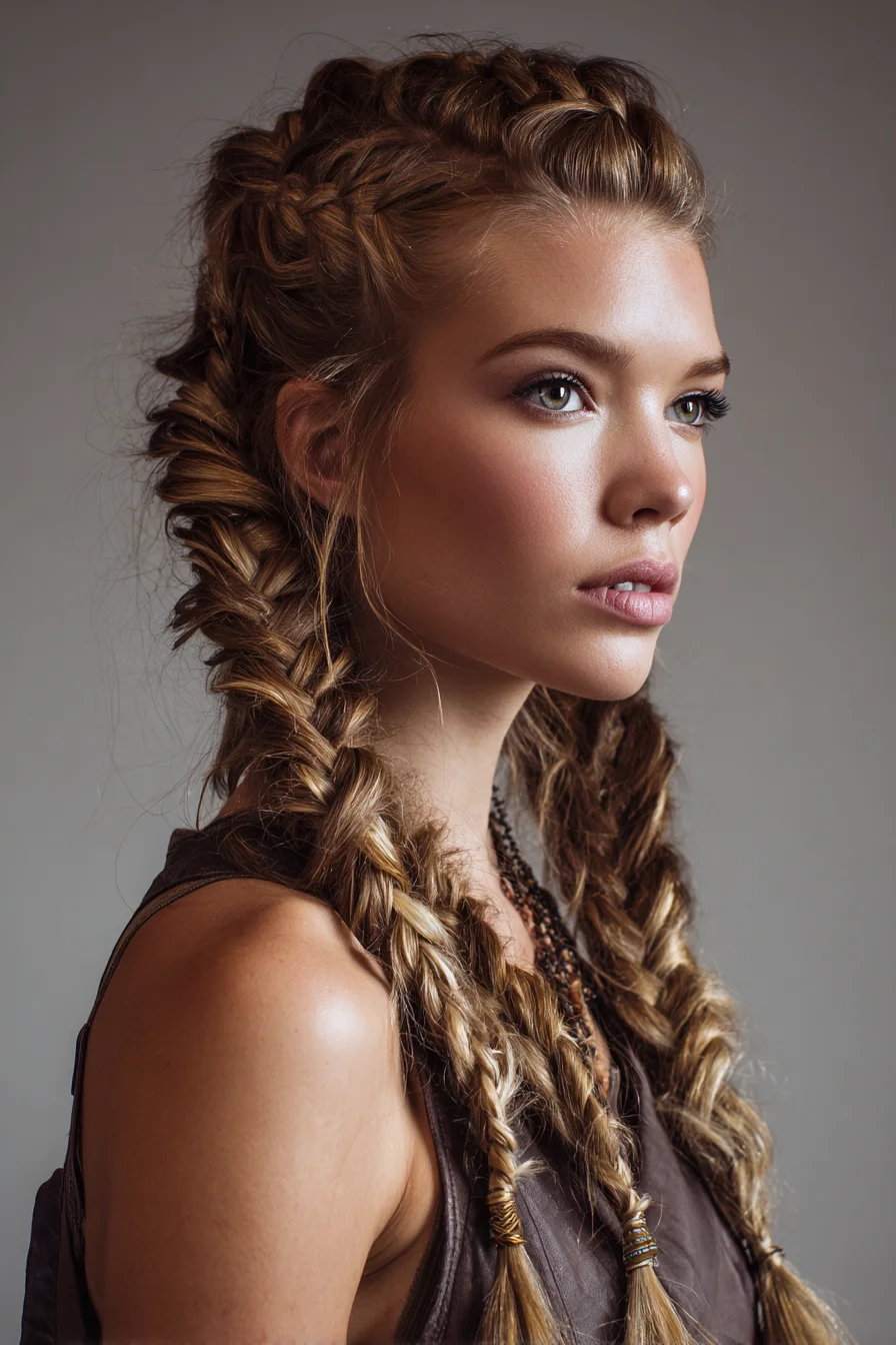 Boho Double Dutch Braids with Textured Fishtail Ends