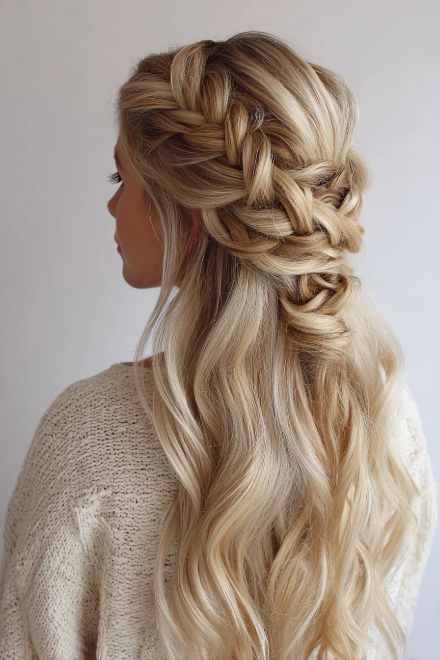 Boho Half-Up Dutch Braid with Loose Waves