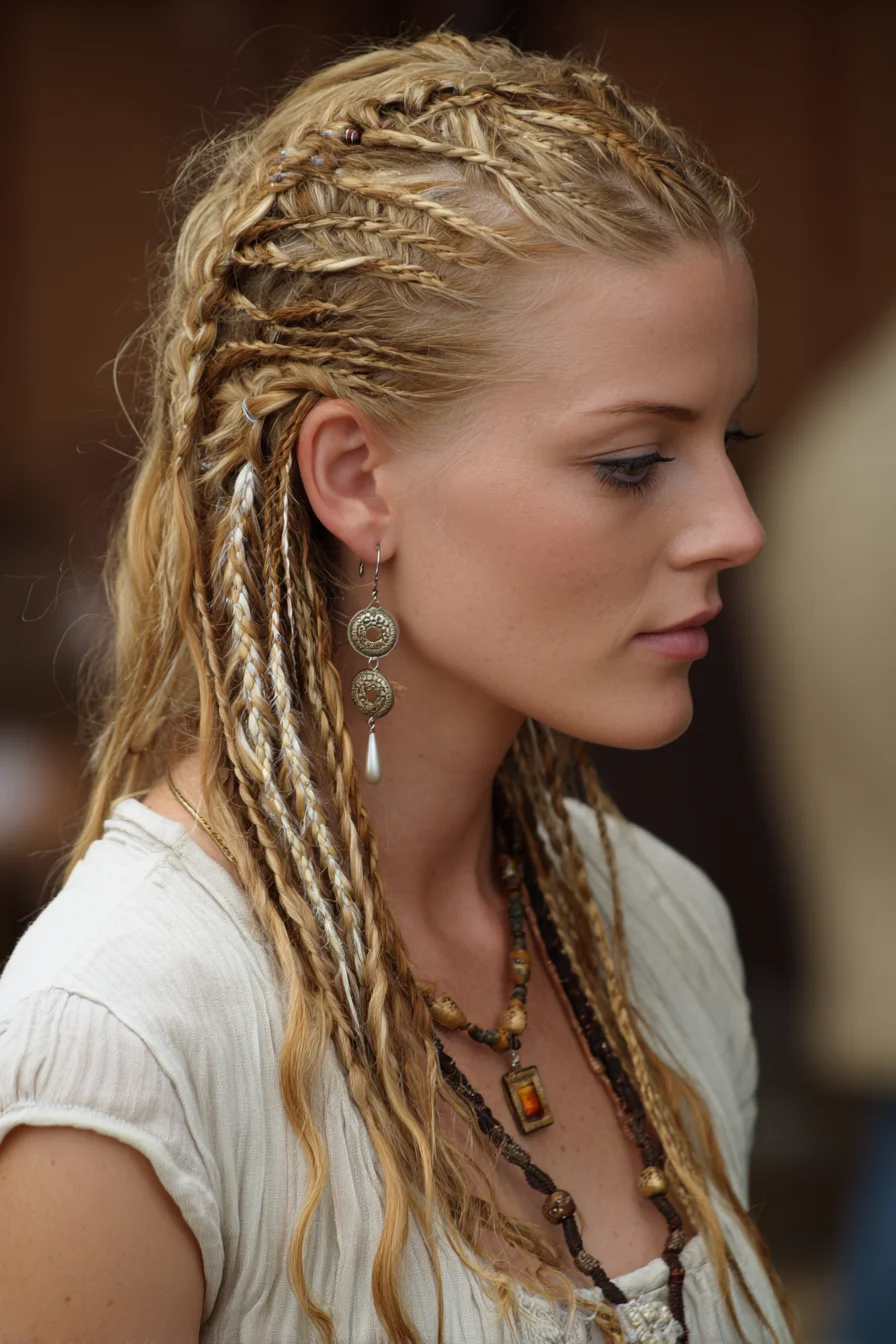 Boho Micro Braids with Textured Loose Ends (Blonde Mixed-Size Braids)