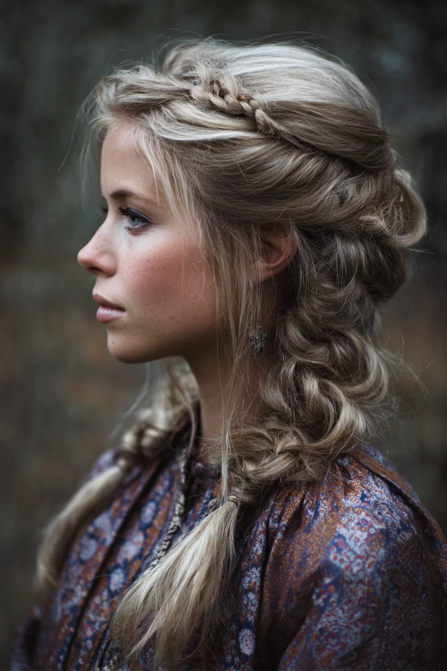 Boho Textured Double Braids with Soft Face‑Framing Tendrils