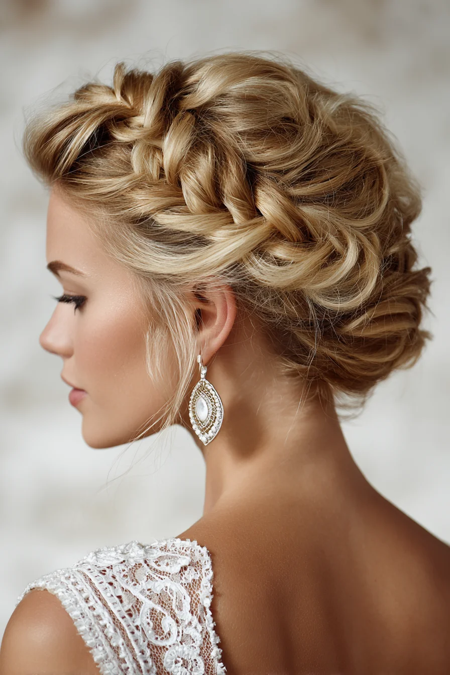 Braided Crown Low Chignon Updo for Medium to Long Hair