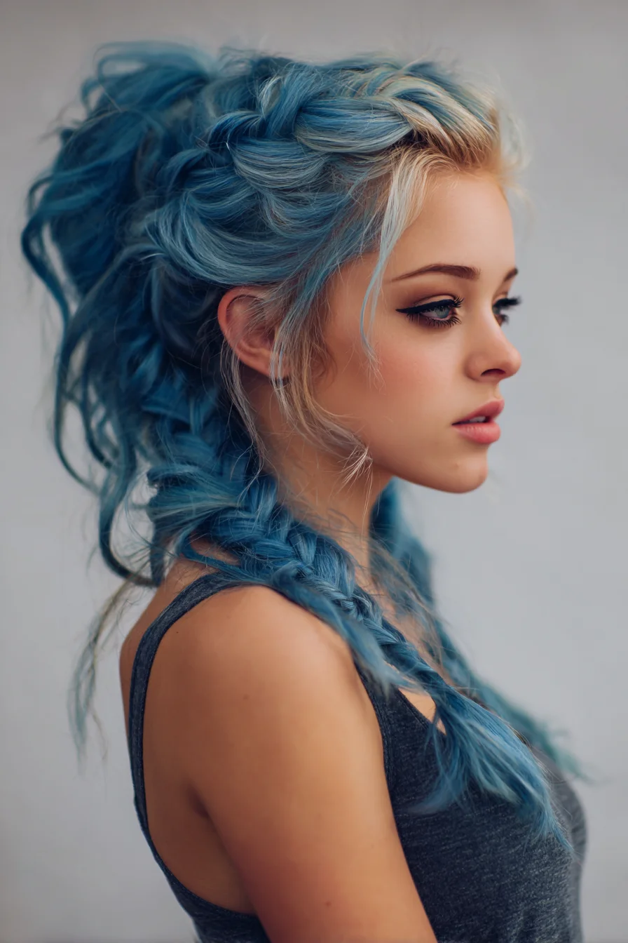 Chunky Textured Double Dutch Braids — Boho Braided Updo for Colored Hair