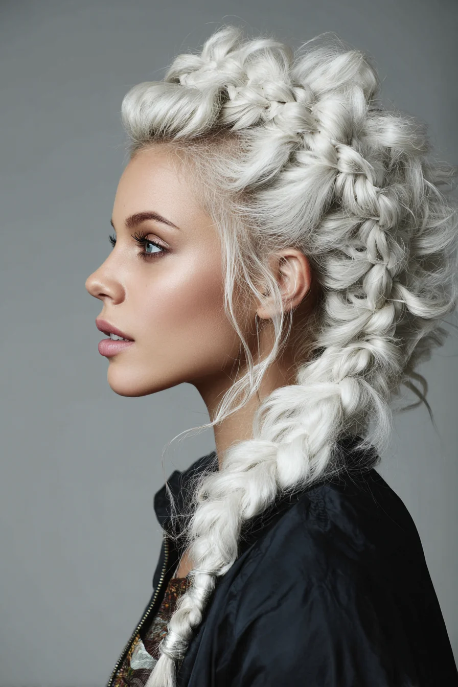 Chunky Textured Dutch-to-Cascade Braid for Long Platinum Hair