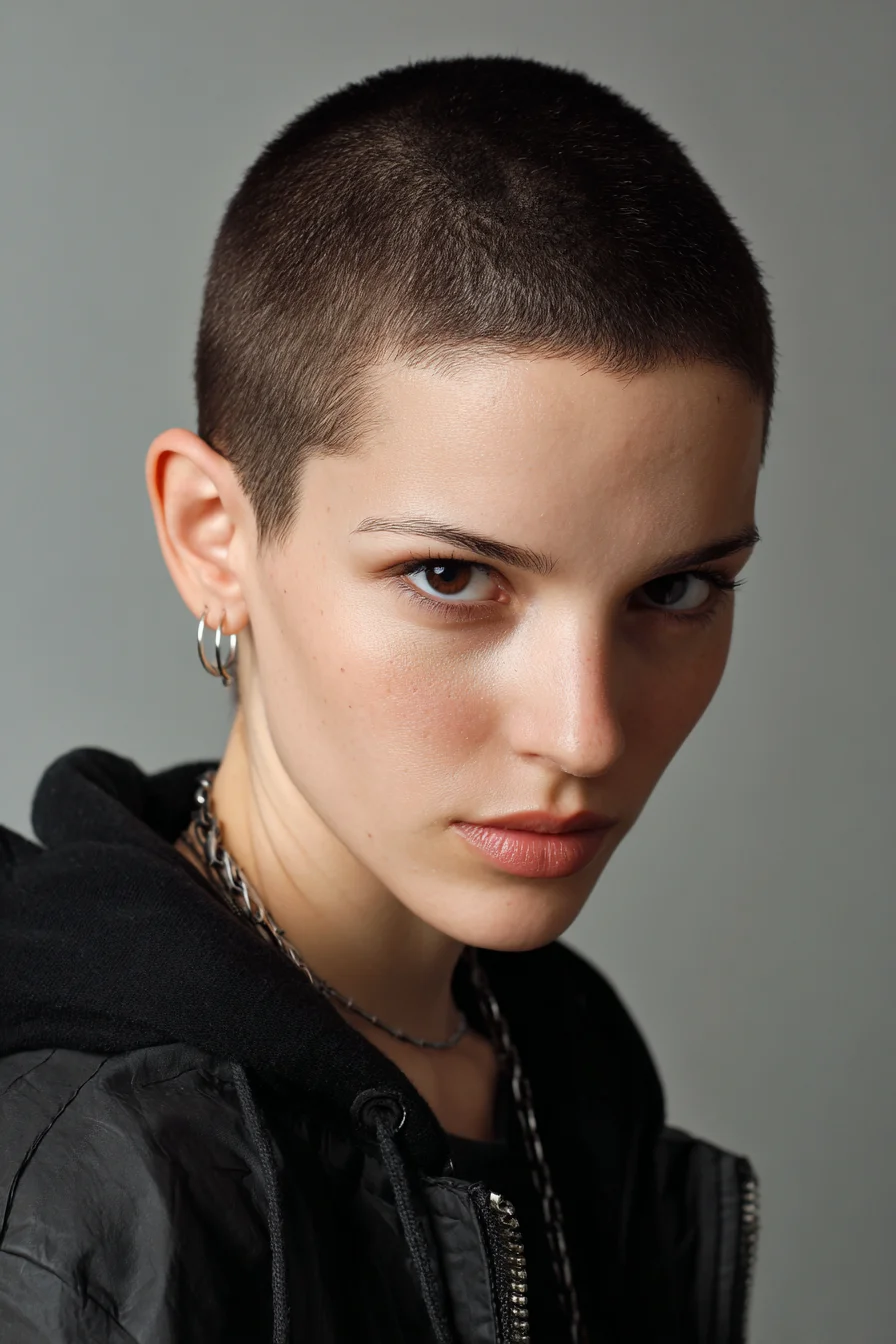 Close-Cropped Buzz Cut — Textured Short Shaved Style