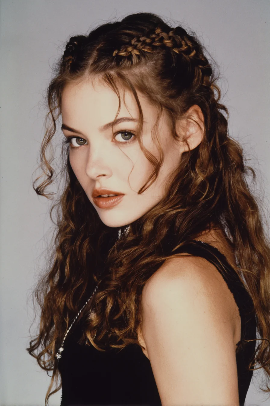 Double Crown Braids with Loose Boho Waves and Face‑Framing Tendrils