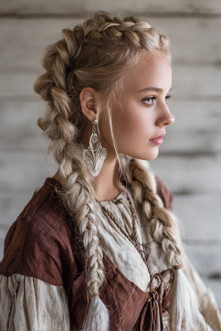 Double Dutch Crown Braids with Textured Boho Finish