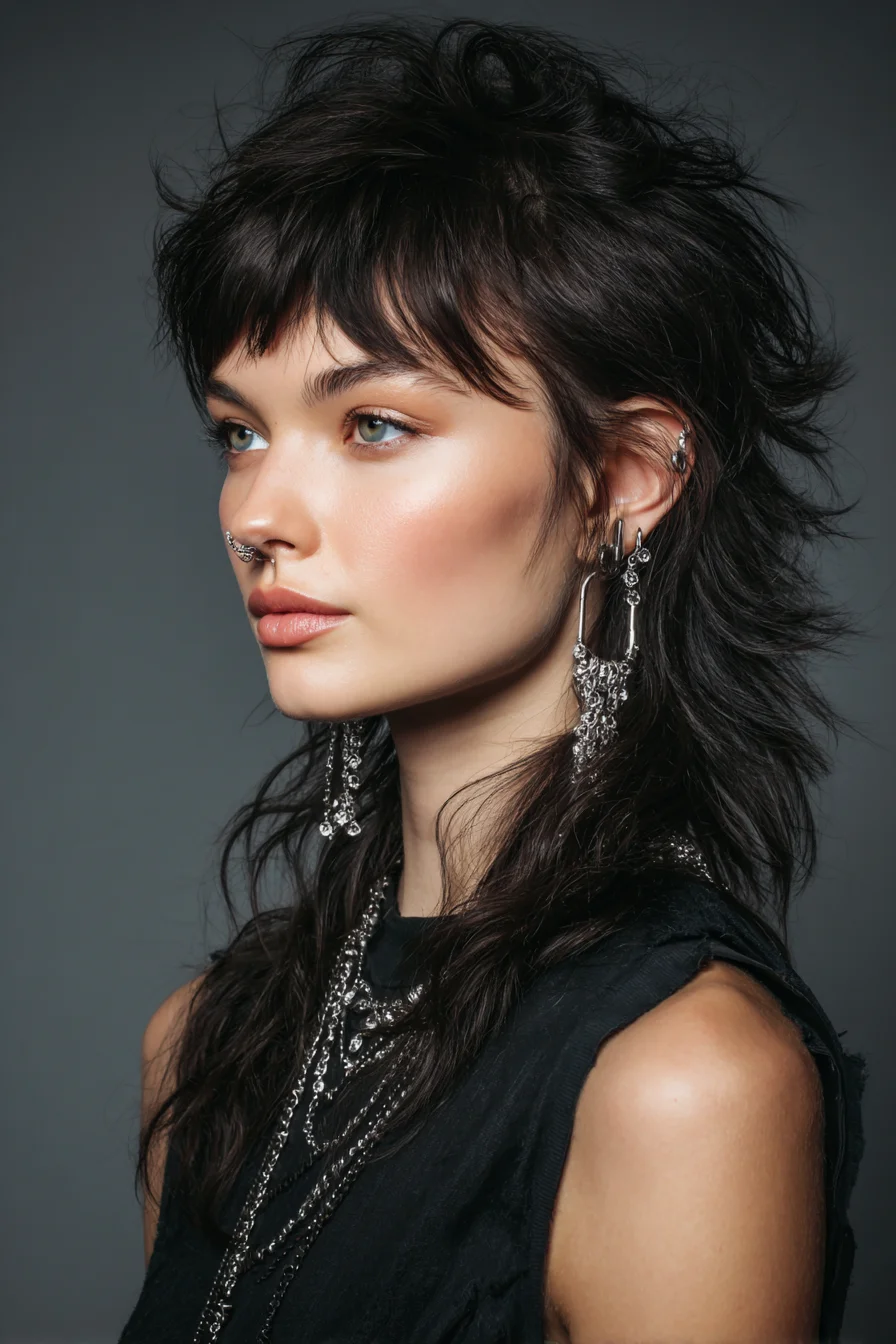 Edgy Textured Shag Mullet with Choppy Micro Fringe