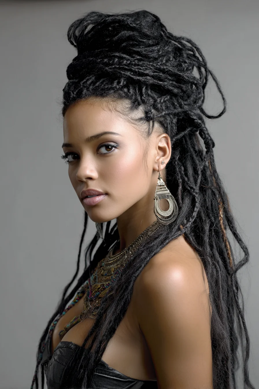 Half-Up High Bun with Long Locs — Dreadlock Styling