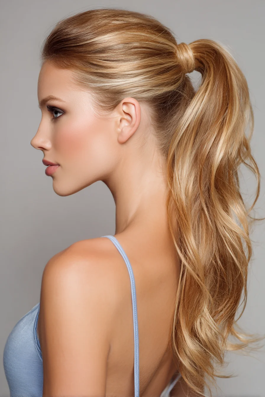 High Wrapped Ponytail with Soft Waves
