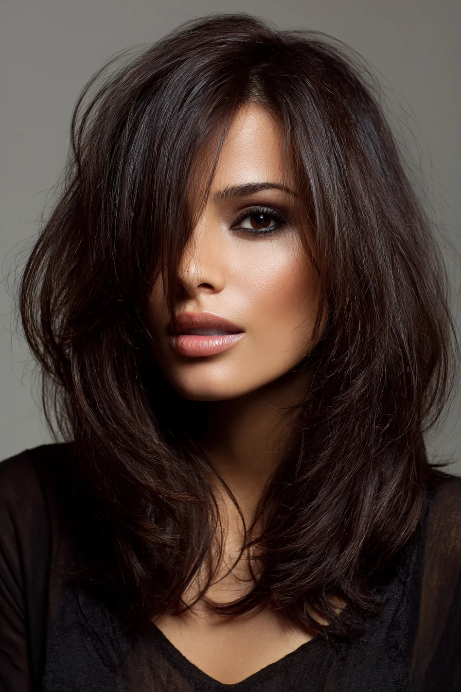 Layered Shoulder-Length Shag with Soft Face-Framing Fringe