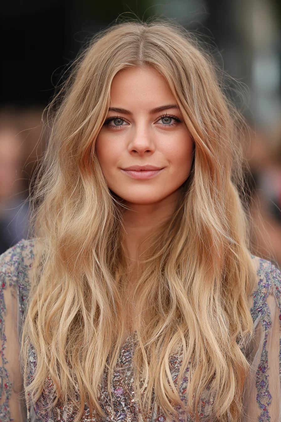 Long Beachy Waves with Face‑Framing Layers