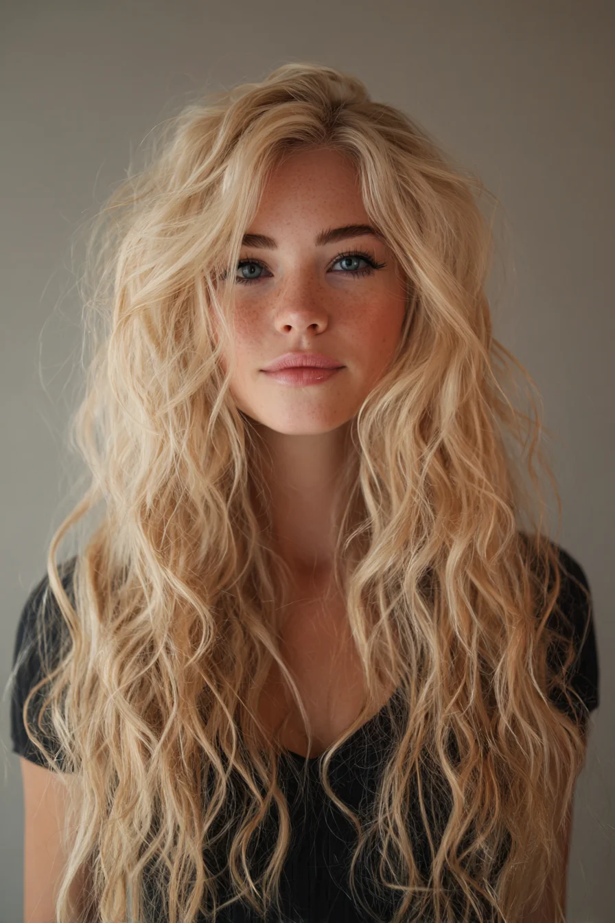 Long Beachy Waves with Face‑Framing Layers