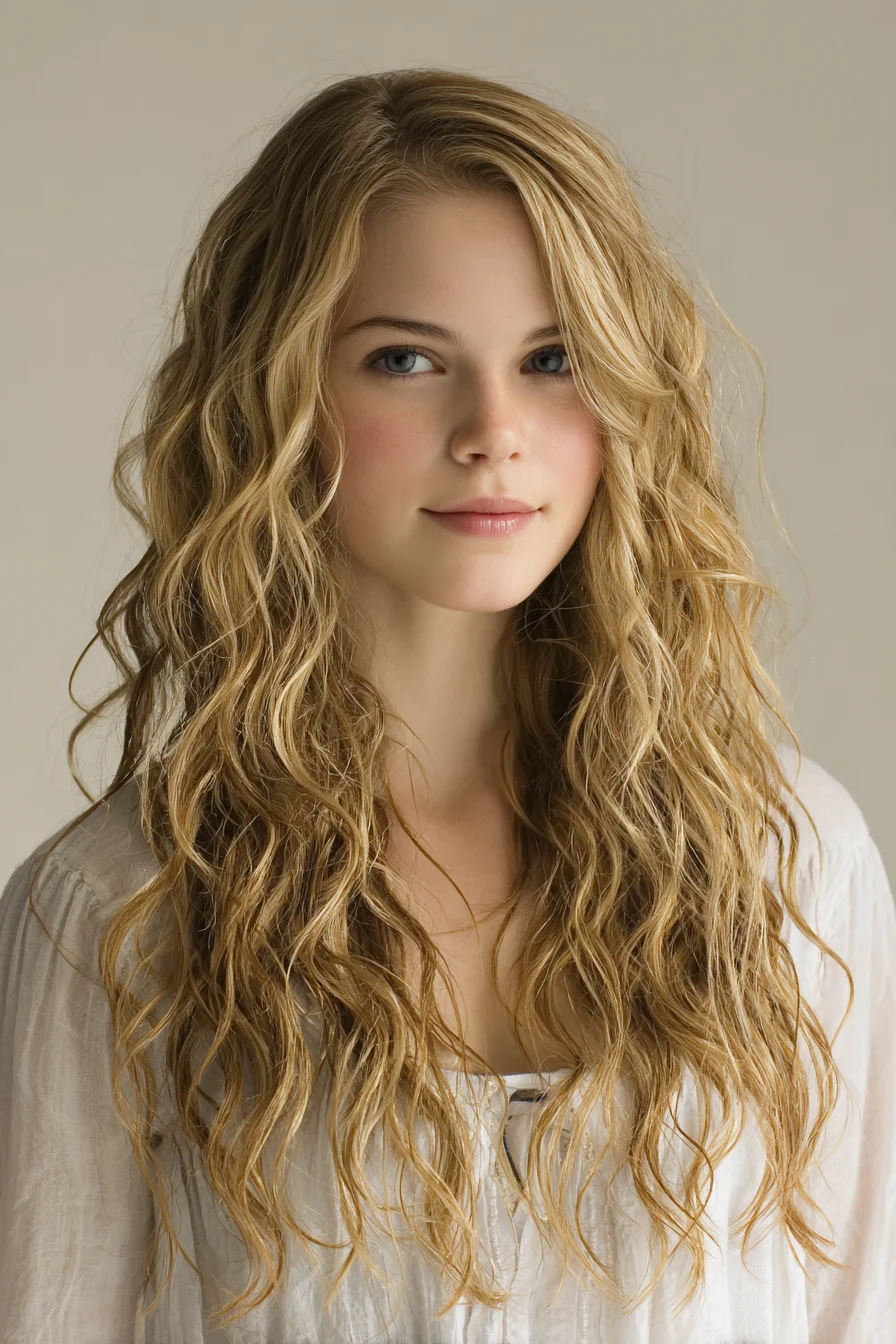 Long Beachy Waves with Face‑Framing Layers