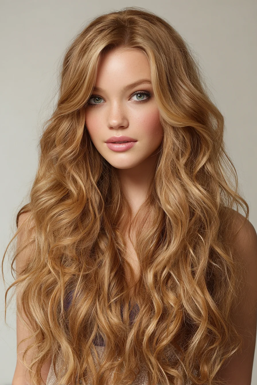 Long Layered Beach Waves with Face-Framing Layers