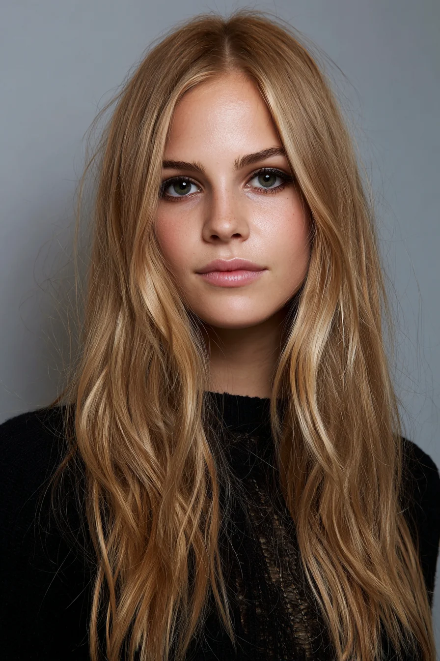 Long Layered Beach Waves with Soft Curtain Face-Framing