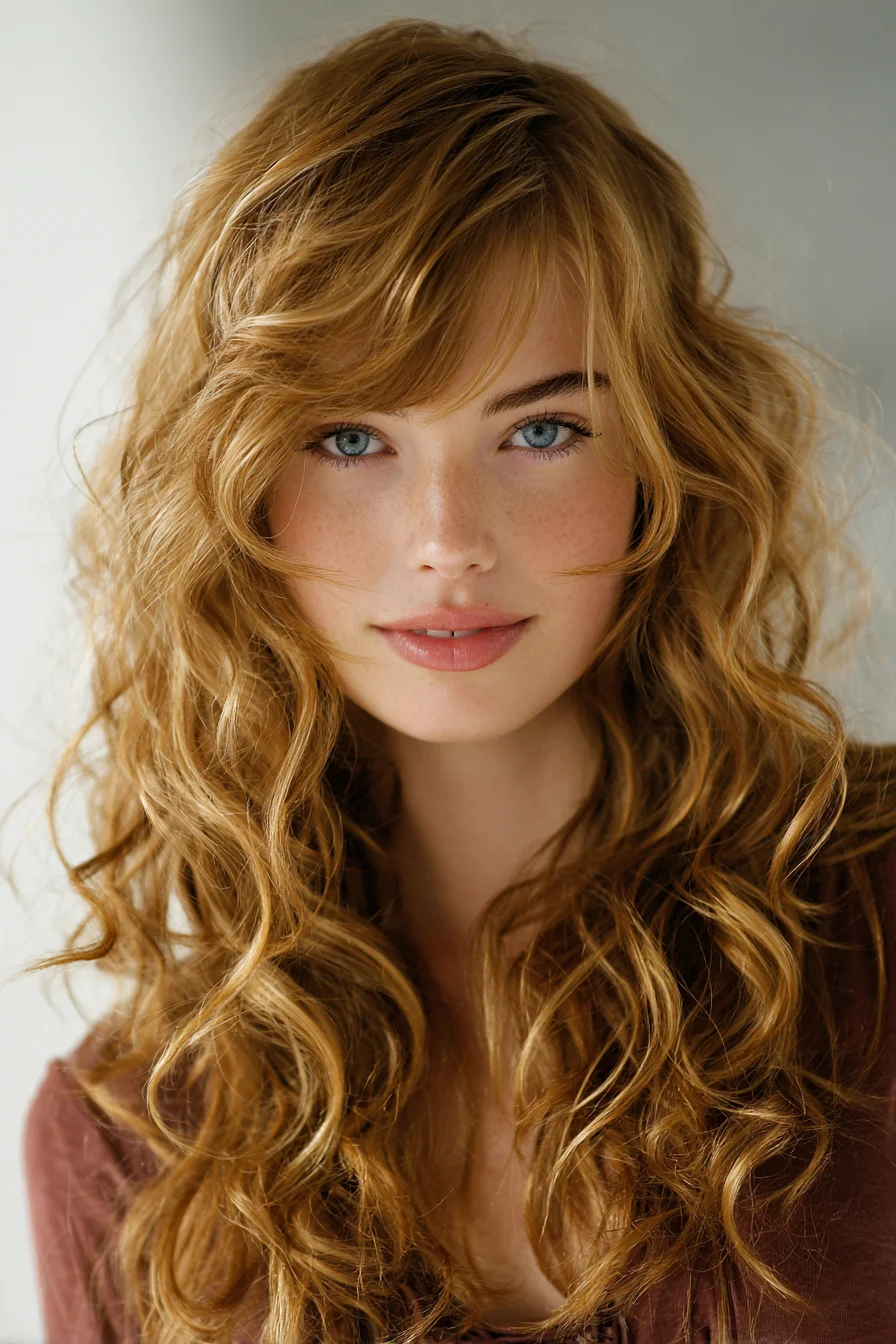 Long Layered Beachy Waves with Soft Side‑Swept Fringe