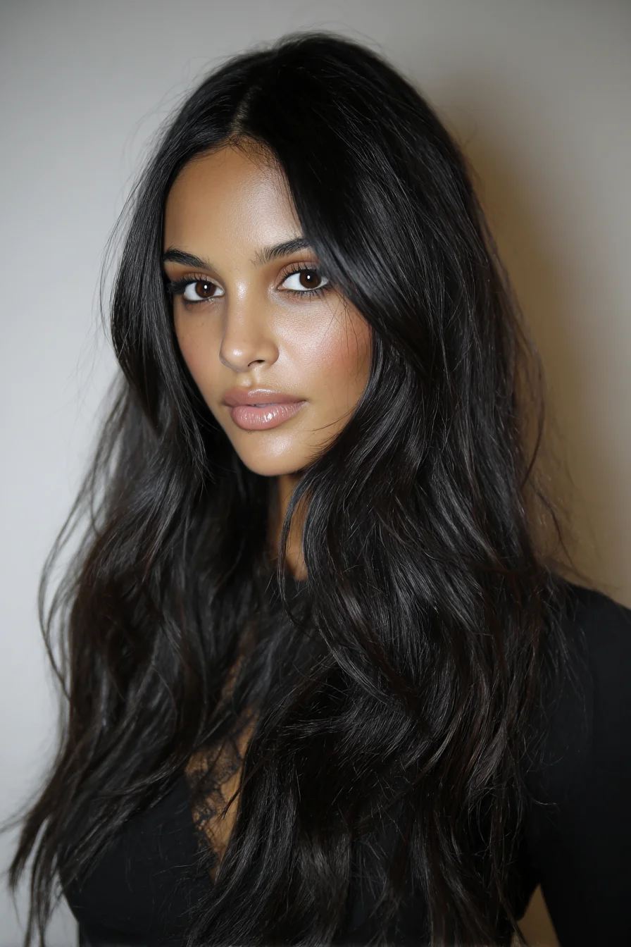 Long Layered Center-Part with Soft Beach Waves