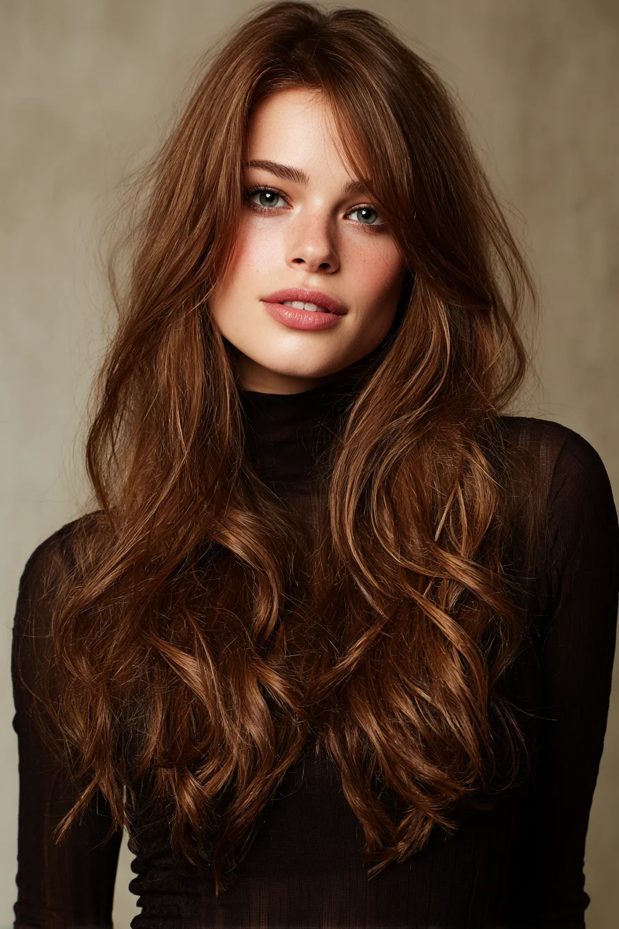 Long Layered Cut with Curtain Fringe and Soft Beachy Waves
