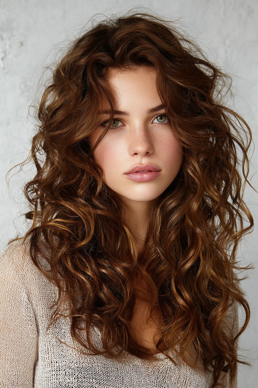 Long Layered Cut with Voluminous Natural Curls