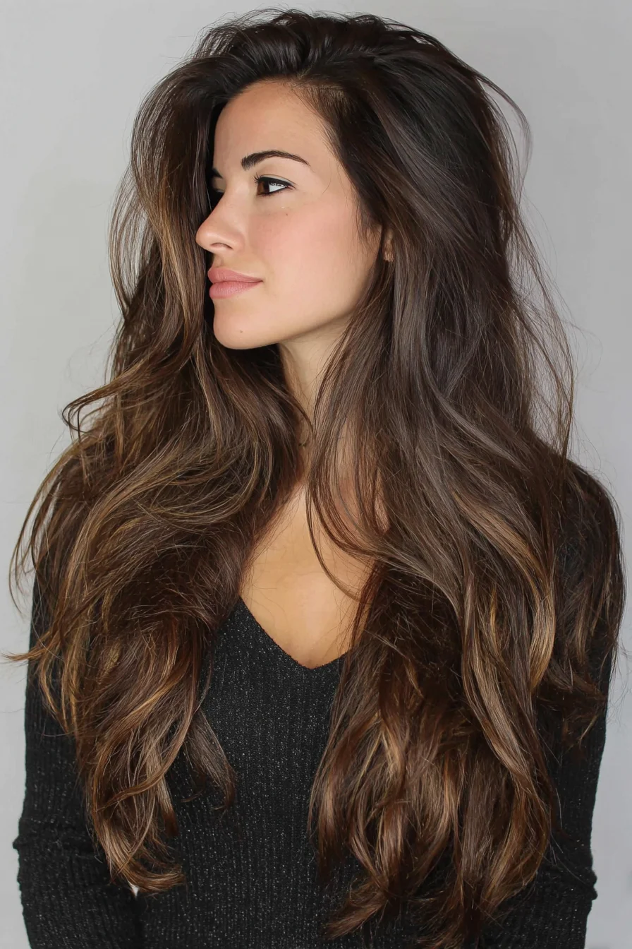 Long Layered Face‑Framing Cut with Natural Volume and Soft Waves