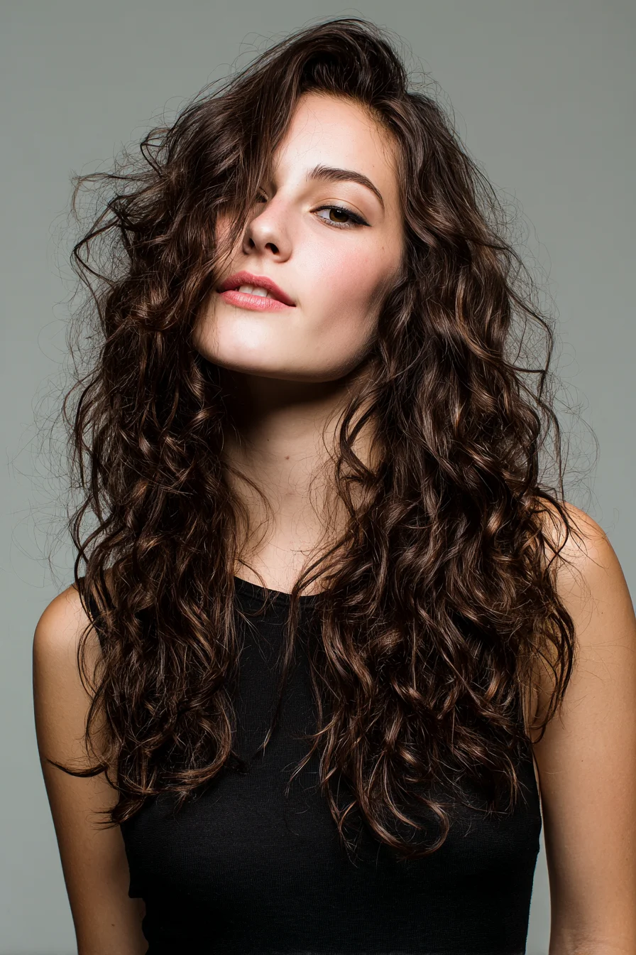Long Layered Natural Curls with Face‑Framing Volume