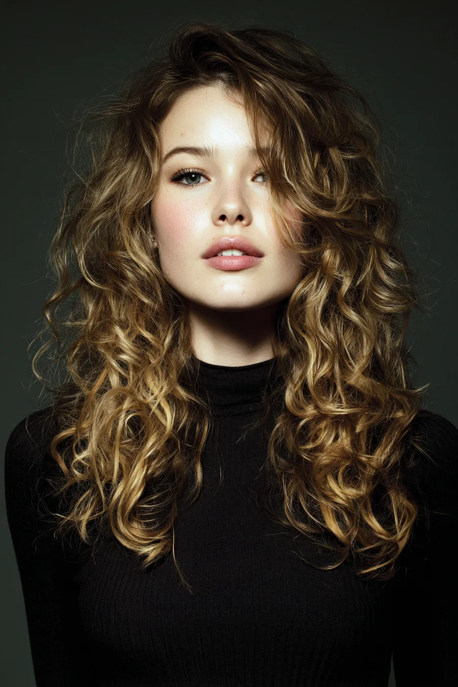 Long Layered Voluminous Curls with Face‑Framing Layers