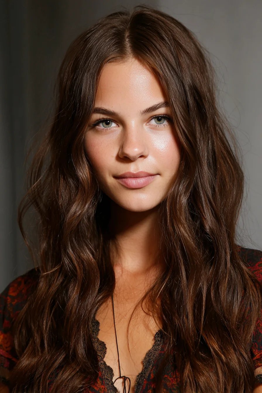 Long Middle‑Part Beach Waves — Soft Natural Texture for Medium to Thick Hair