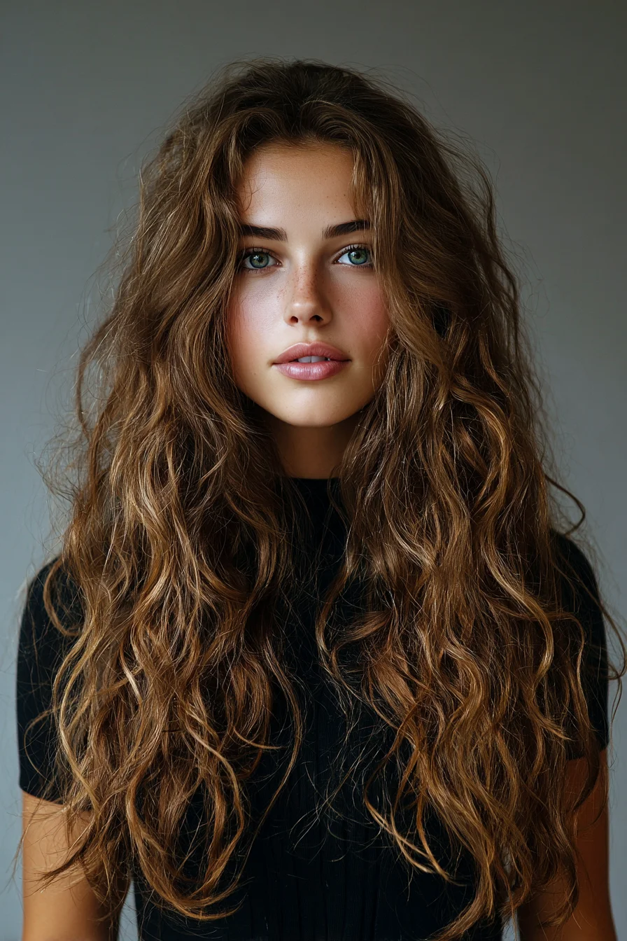 Long Natural Beachy Waves with Face-Framing Layers