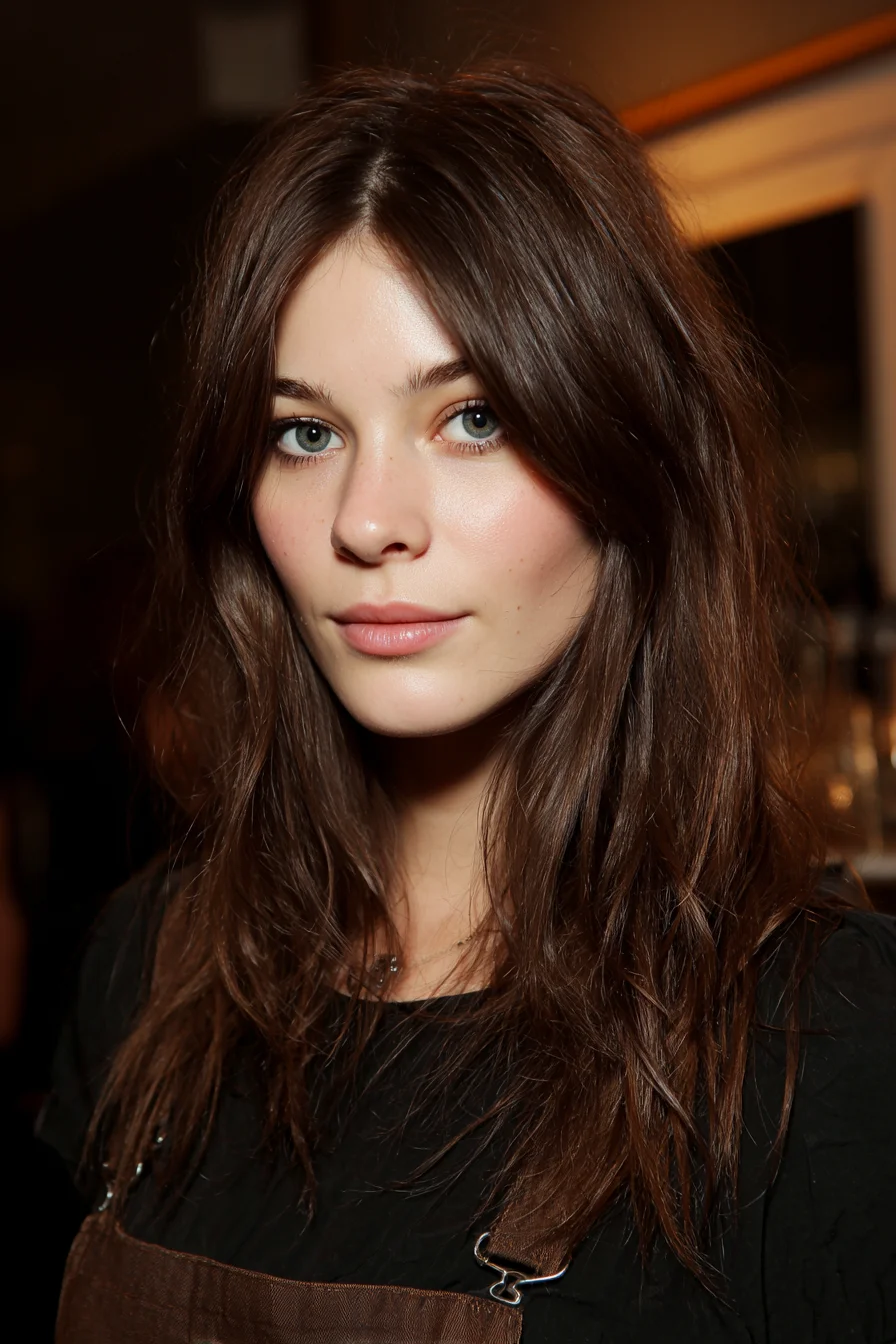 Long Textured Layers with Soft Curtain Bangs — Natural Beachy Waves