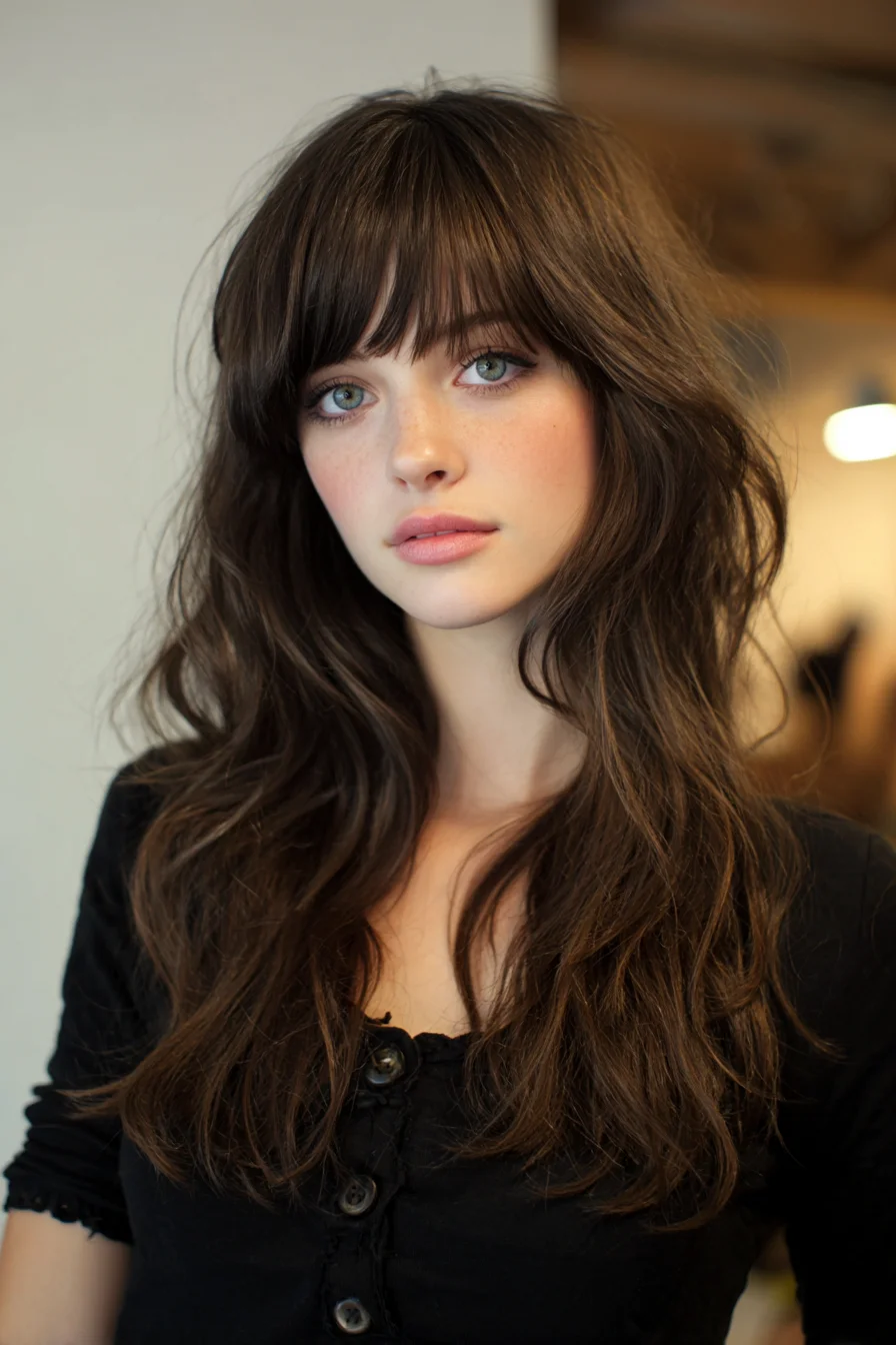 Long Textured Shag with Curtain Bangs