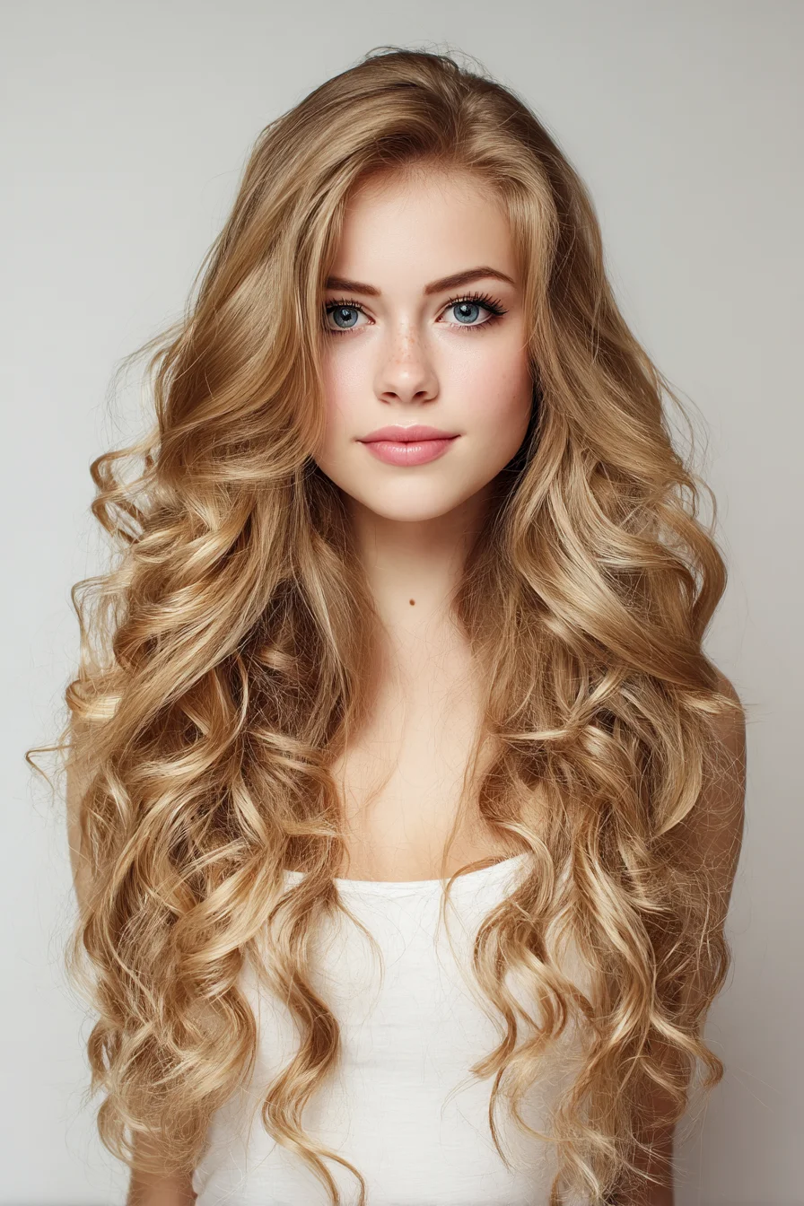 Long Voluminous Beach Waves with Loose Curls