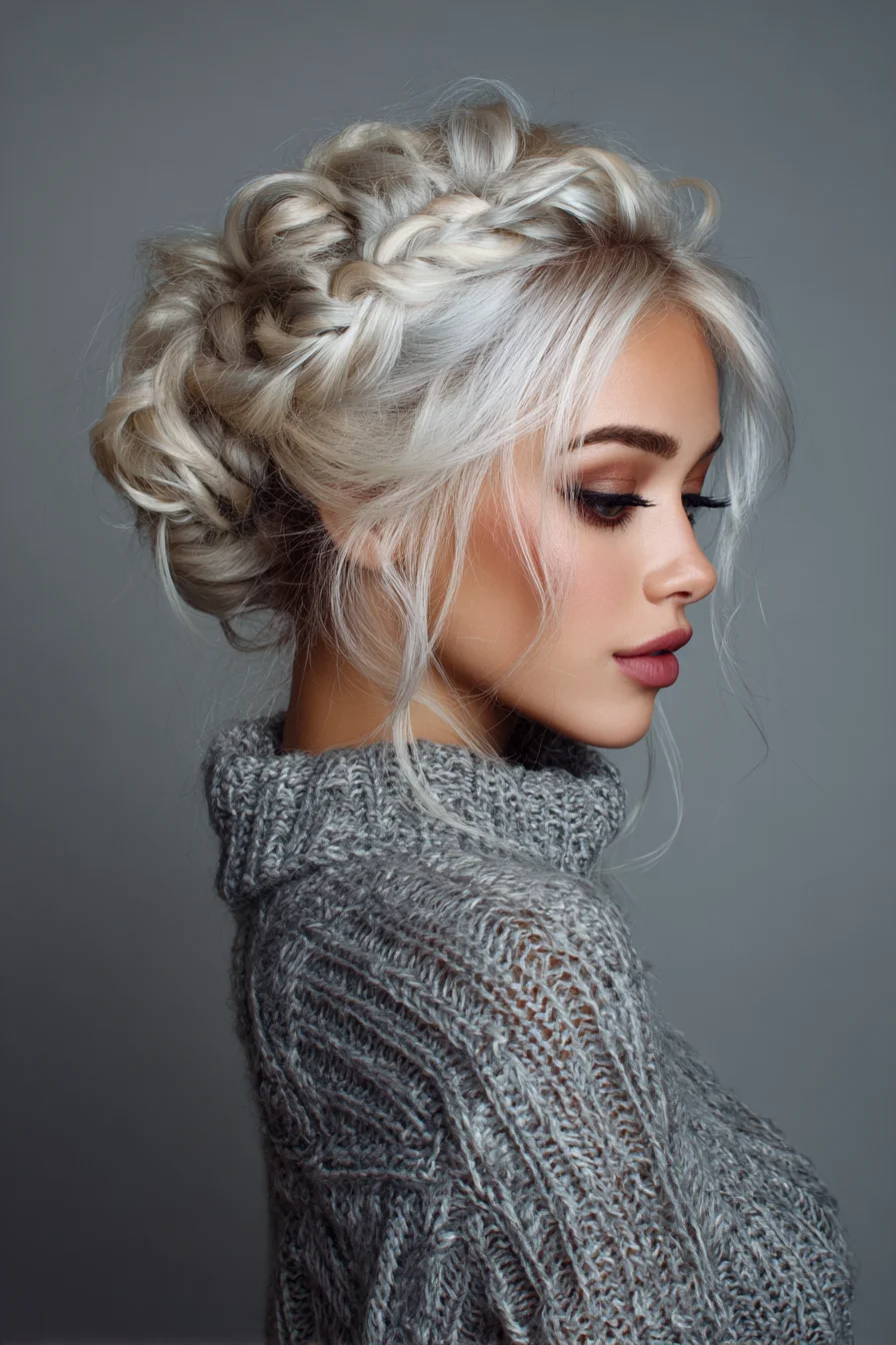 Loose Textured Braided Crown Updo