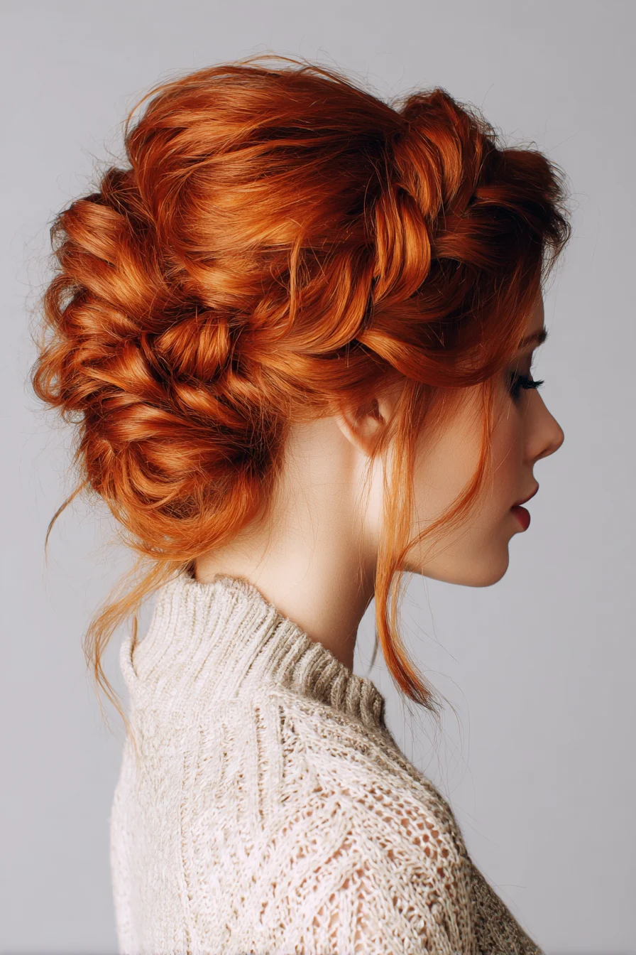 Loose Textured Braided Updo for Medium-to-Long Hair