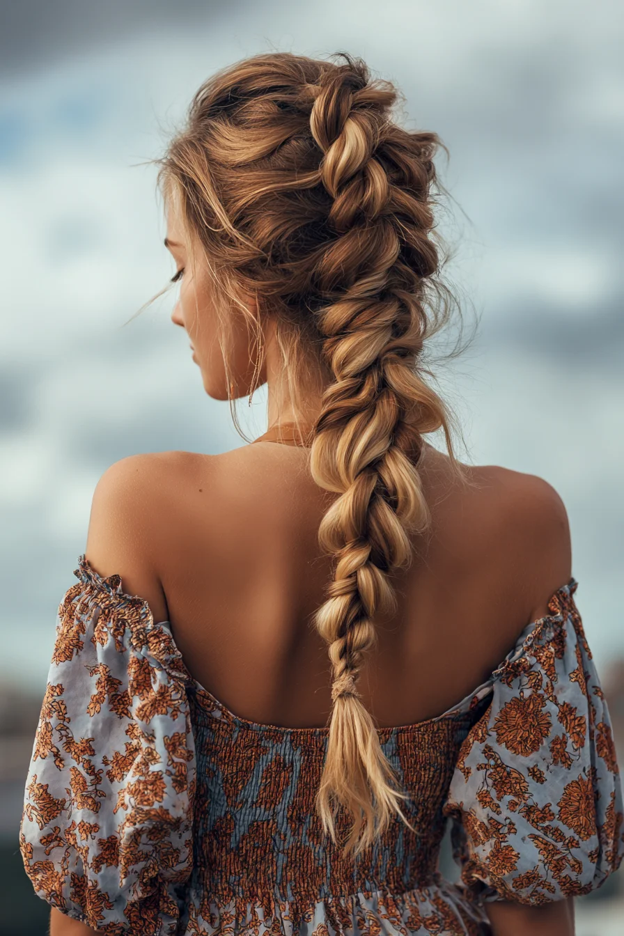 Loose Textured Dutch Braid — Voluminous Boho Braid for Long, Wavy Hair