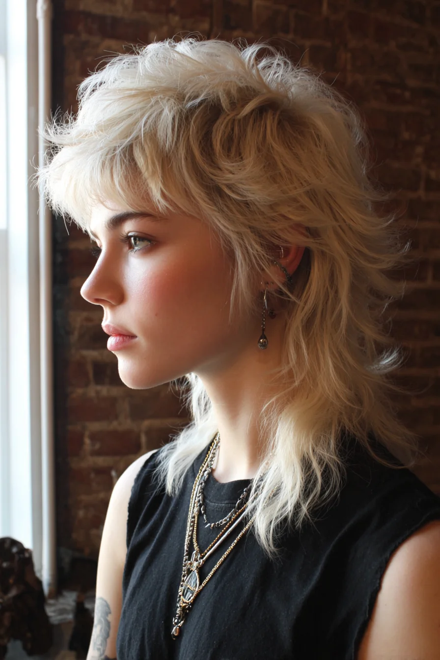 Modern Textured Shag Mullet with Feathered Fringe