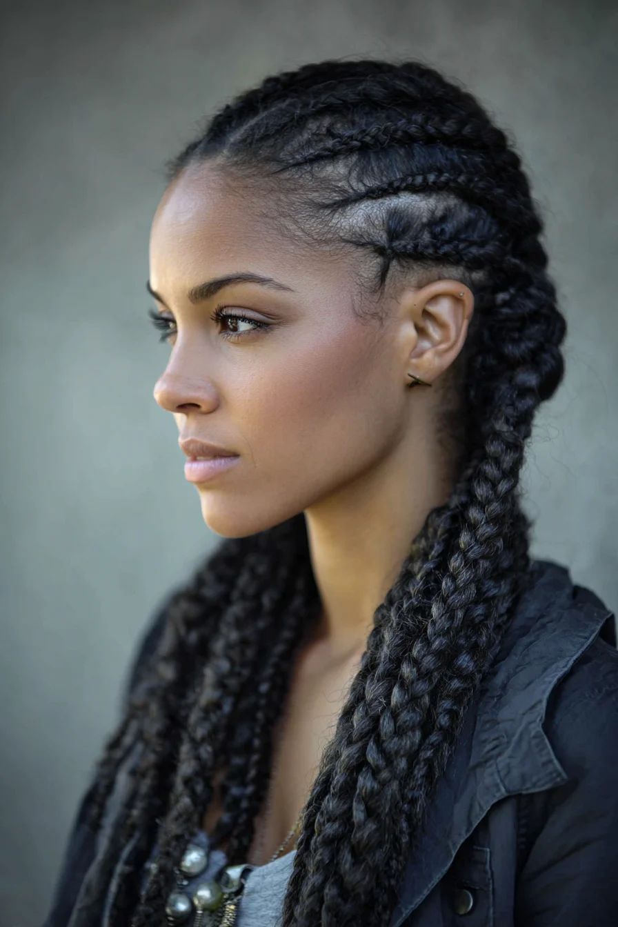 Neat Cornrows Transitioning into Long Box Braids — Protective Braided Style