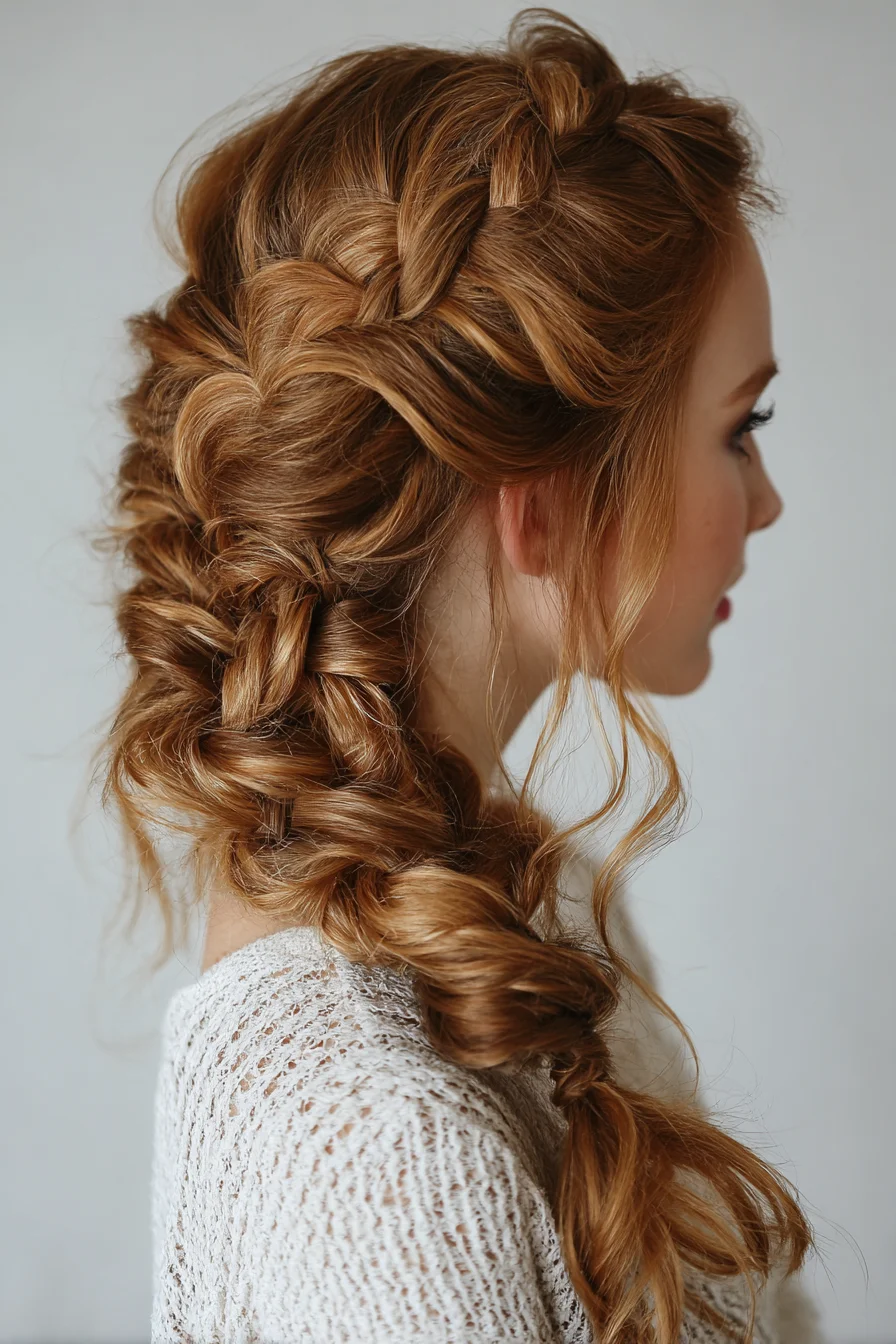 Romantic Chunky Dutch Braid with Soft Face-Framing Tendrils