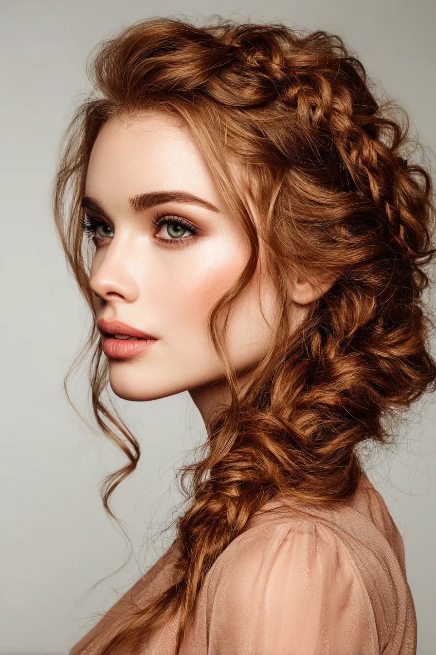 Romantic Textured Side Braid with Loose Face‑Framing Tendrils