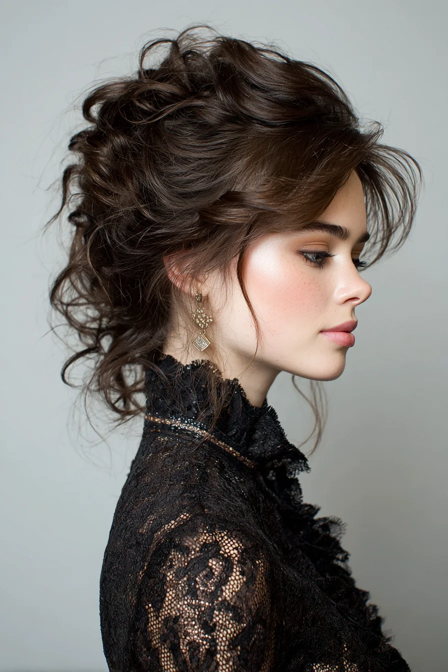 Romantic Textured Tousled Updo with Face‑Framing Tendrils