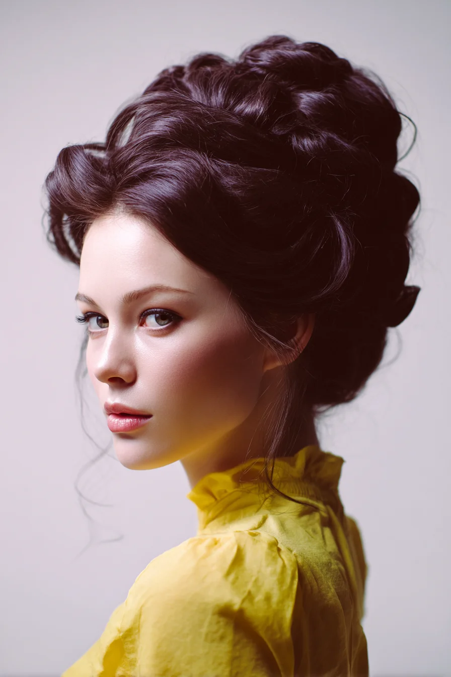 Romantic Textured Voluminous Updo with Soft Face‑Framing Tendrils