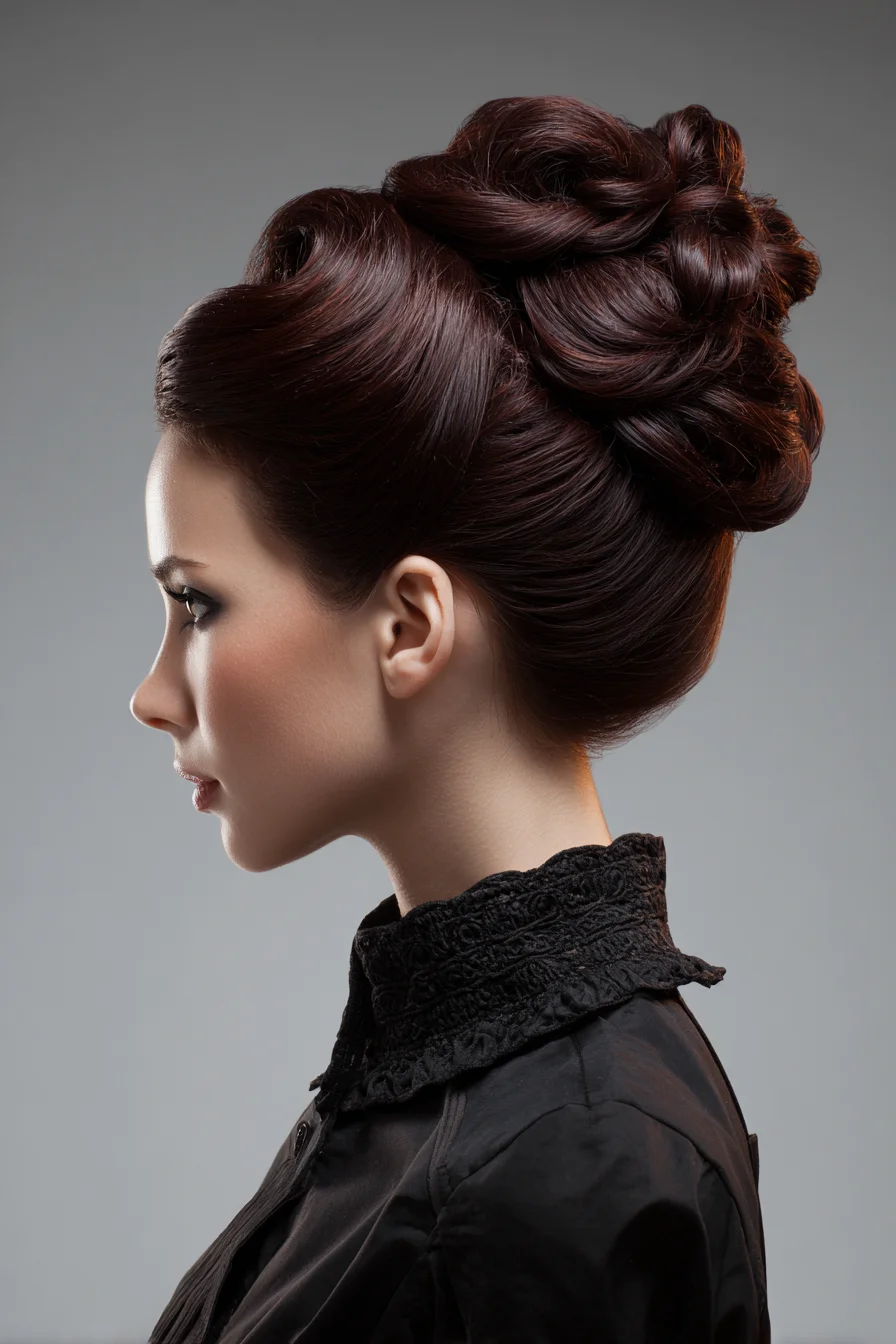 Sculpted Twisted Chignon Updo — Polished Rolled Bun for Medium to Long Hair