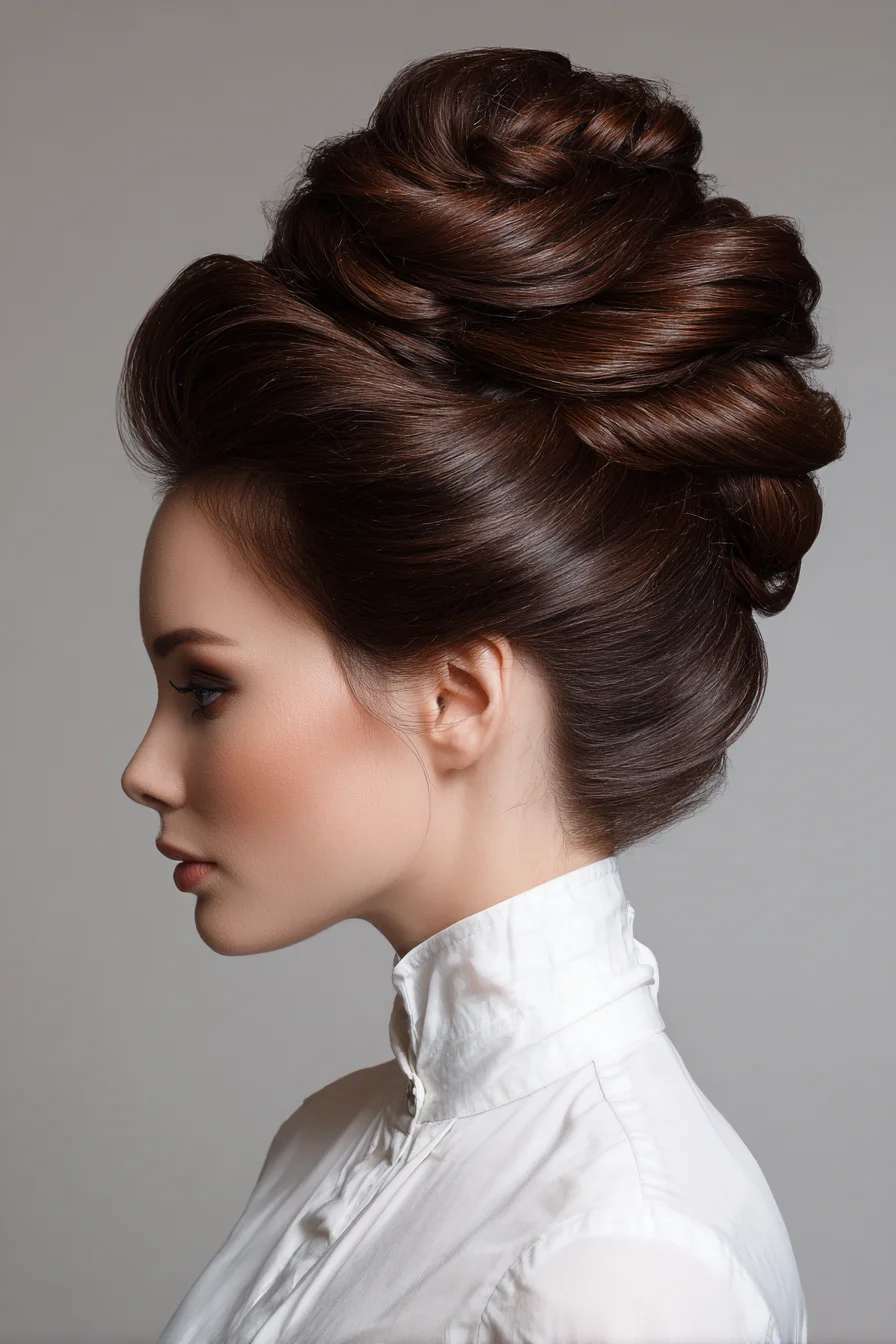 Sculpted Twisted Volume Updo for Medium-Long Hair