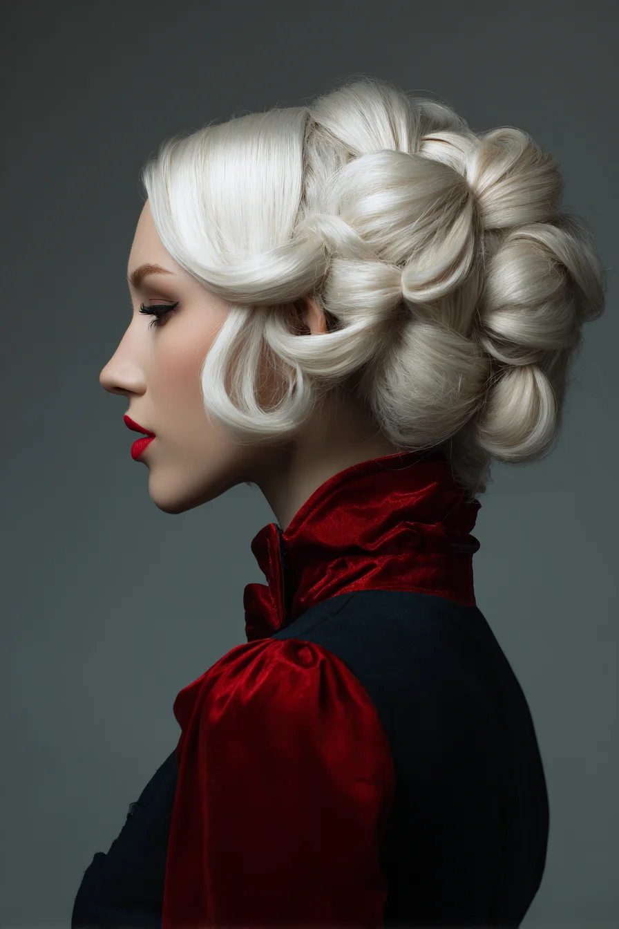 Sculpted Vintage Updo with Rolls and Pin Curls — Fine/Medium Hair