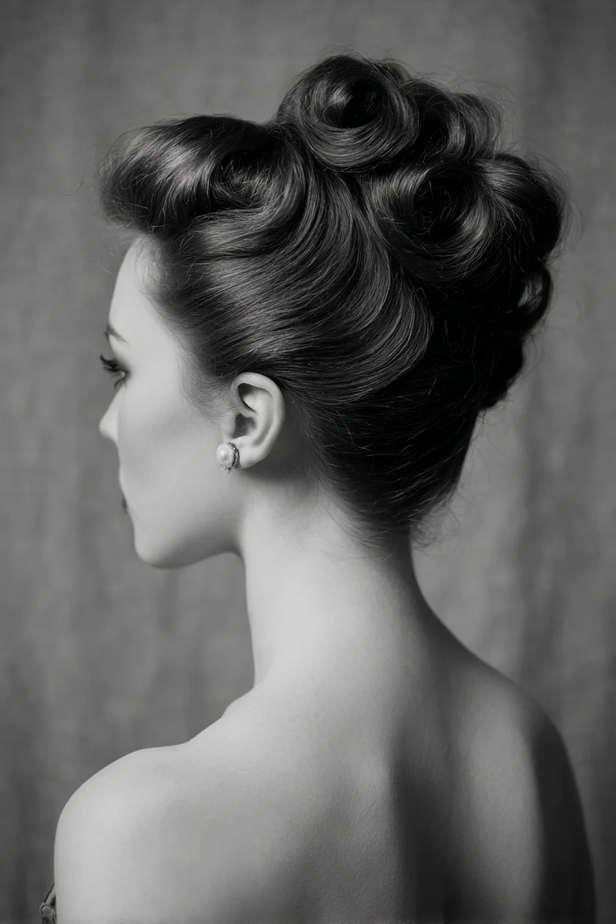 Sculpted Vintage Victory Rolls Updo — Polished Retro Updo for Formal Events