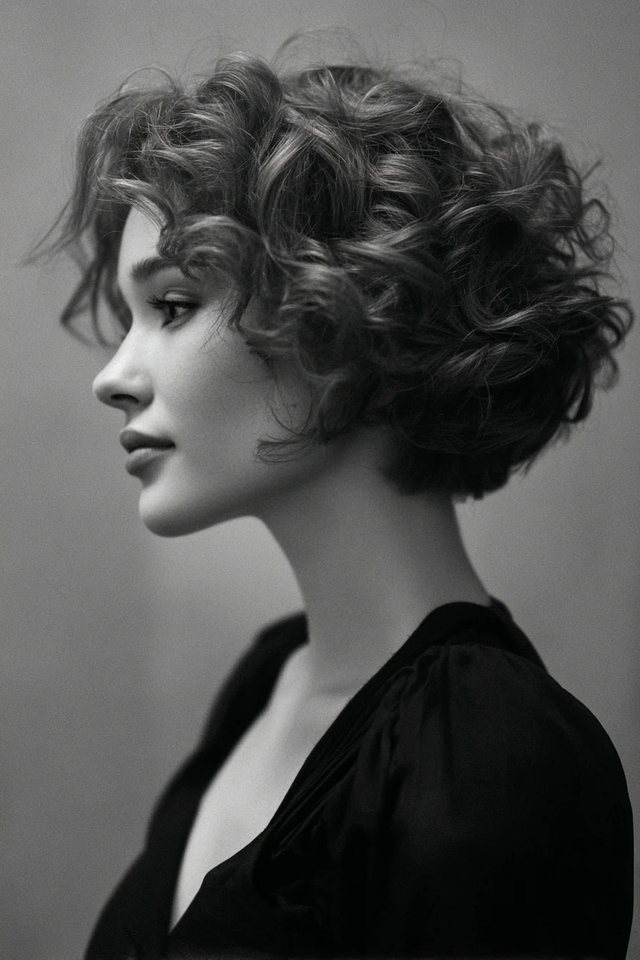 Short Textured Curly Bob with Soft Face‑Framing Layers