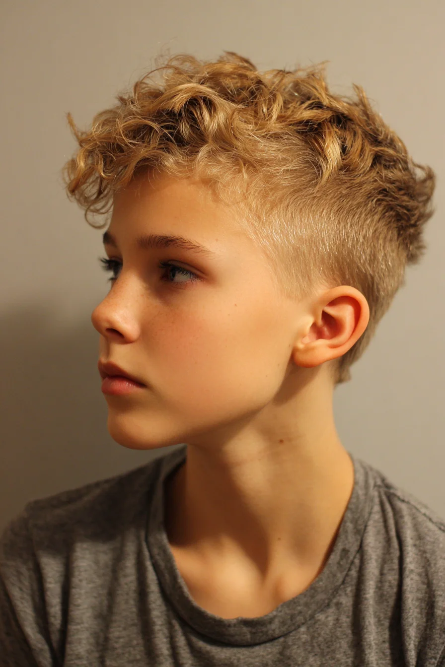 Short Textured Curly Crop with Tapered Sides