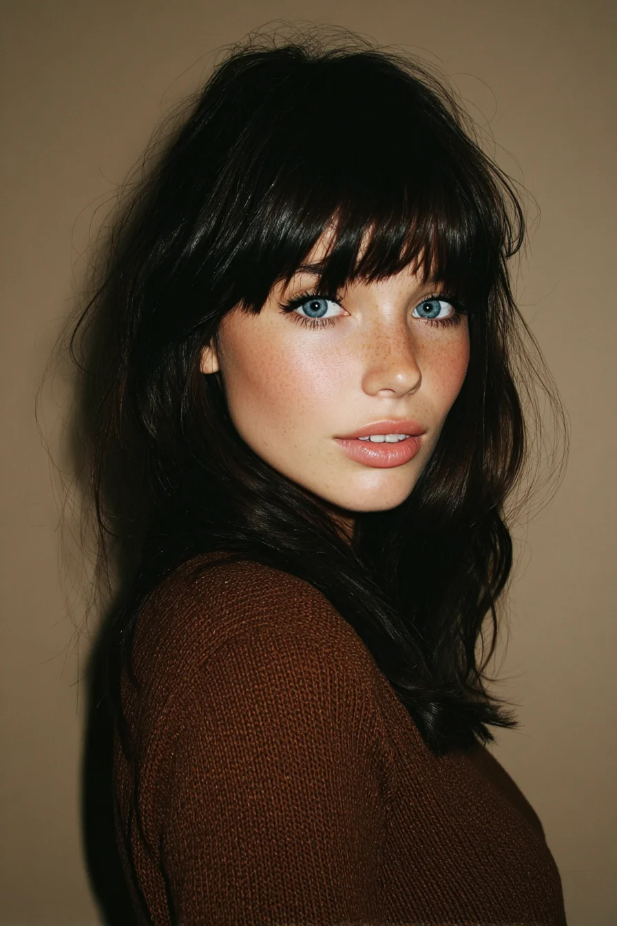 Shoulder-Length Soft Layers with Blunt Fringe