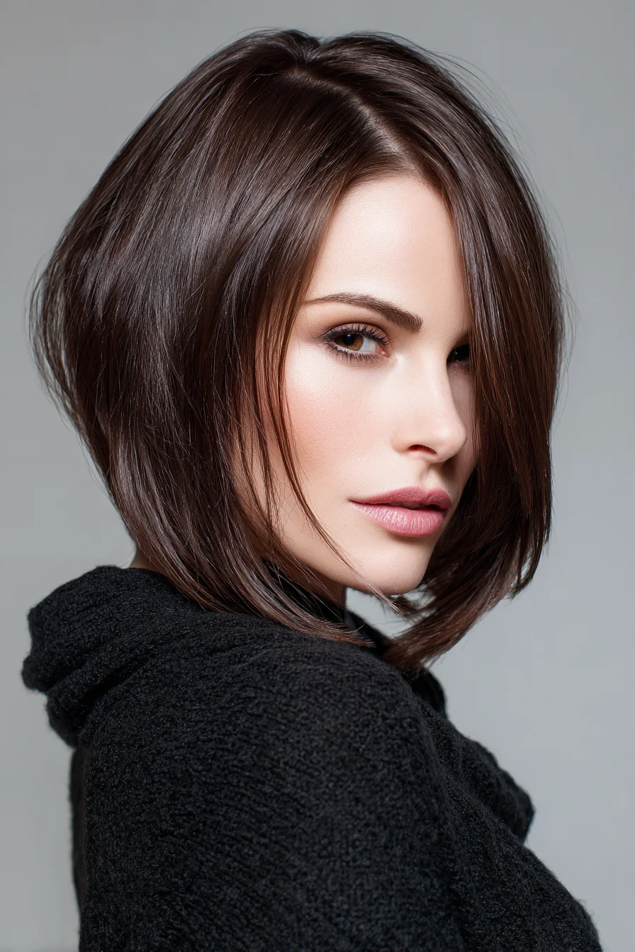 Sleek Angled Graduated Bob with Face‑Framing Layers