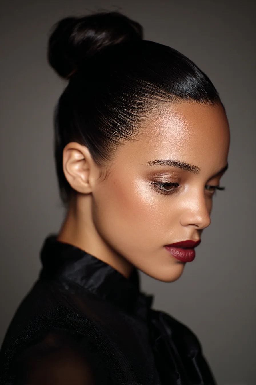Sleek High Bun — Slicked‑Back Polished Top Knot