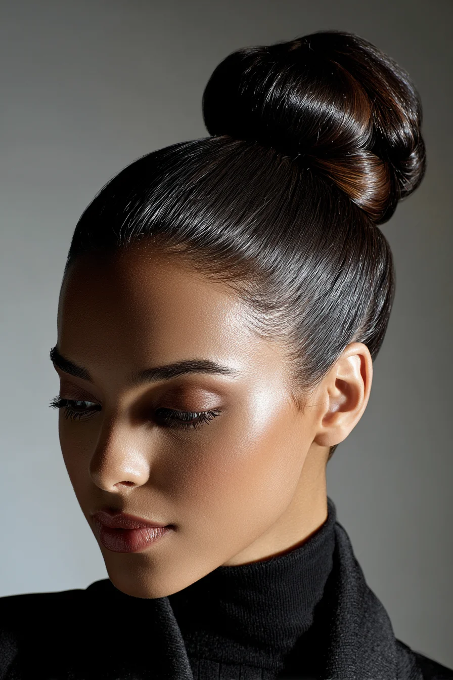 Sleek High Bun with Polished Finish